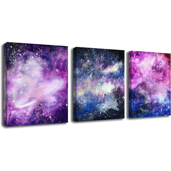 Latitude Run® Galaxy Room Decor Panel Outer Space Abstract 3 Piece
